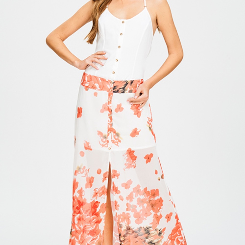 NEW floral print slit front backless axi dress - Picture 6 of 7